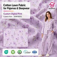 Tela de algodón estampada, impresión digital personalizada, tela ligera y suave para pijamas, ropa de dormir, marca OEM