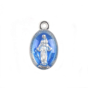 Medaglia Cattolica della Vergine Maria 15x9mm Piccola Ovale in Lega per Rosario - Product Image 1