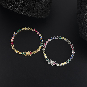 Pulsera de tenis de color, pulsera de tenis apilable para parejas con forma de corazón de 4*4mm, collar de moda Tanjing Lijing - Product Image 3