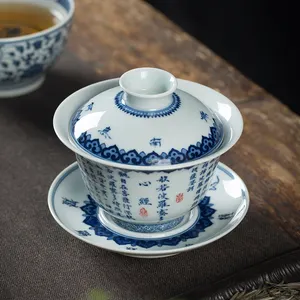Wholesale 3 Kinds Of Cover Bowl Retro Kung Fu Tea Set Tea Bowl Ceramic Holiday Tea Bowl With Hand Ceremony