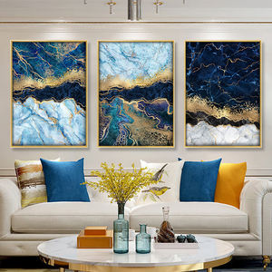 Decoración del Hogar, Impresión Artística Moderna <span class=keywords><strong>de</strong></span> Mármol con Vetas Azules y Doradas, Póster, Cuadro en Lienzo, Pintura Abstracta para Decoración <span class=keywords><strong>de</strong></span> Paredes - Product Image 2