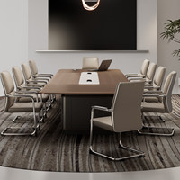 Table de conférence extensible moderne haut de gamme de luxe léger avec chaises, mobilier de bureau et salle de négociation, style minimaliste