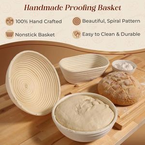 Pequeña <span class=keywords><strong>Cesta</strong></span> <span class=keywords><strong>de</strong></span> Mimbre DIY para Pan <span class=keywords><strong>de</strong></span> Levadura, para Hornear, Fermentación al Vapor, Ovalada, Embalaje para Kit, Cuchilla Magnética - Product Image 2