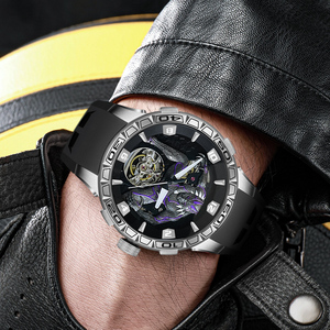 <span class=keywords><strong>Montre</strong></span> mécanique automatique Black Panther, design squelette en cristal, style super-héros pour homme, édition limitée de luxe, bracelet en silicone de haute qualité - Product Image 3