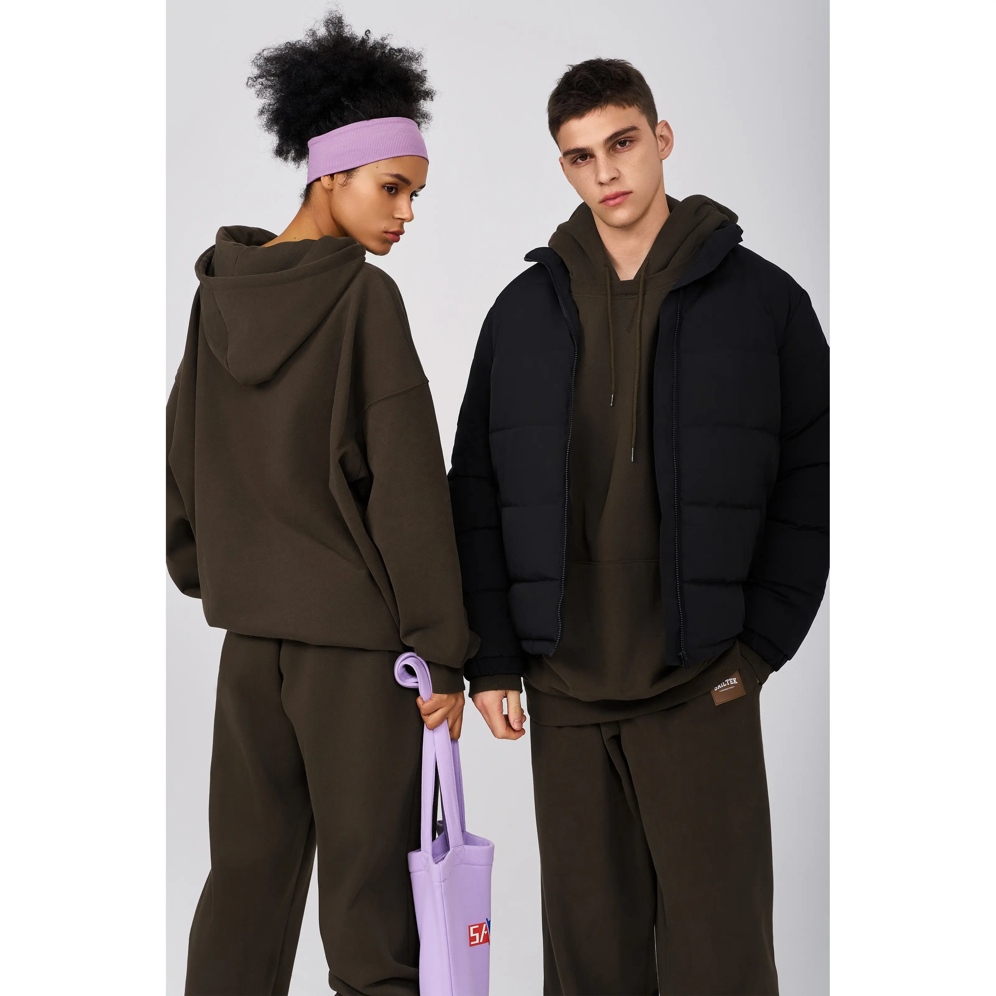 2024 özel logo sweatsuits setleri ağır ağırlık 425 gsm polar pamuk eşofman unisex sweatpants ve kadınlar ve erkekler için hoodie seti