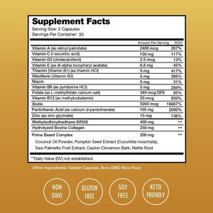 Capsules de Formule Premium pour la Croissance de la <span class=keywords><strong>Barbe</strong></span> 5000mcg Biotine Collagène Complexe Vitaminique pour le Soutien des Poils Faciaux Masculins Certifié Halal - Product Image 2