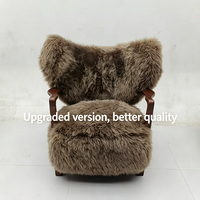 Fauteuil en laine tuftée de haute qualité, design scandinave confortable, fauteuil en bois massif, chambre à coucher, salon, appartement de loisirs