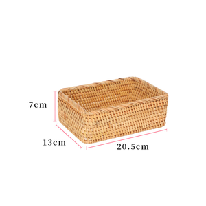 Bộ 3 giỏ mây hình chữ nhật trang trí thủ công, giỏ đựng bánh mì xếp chồng được, khay đựng đồ bằng mây - Product Image 6