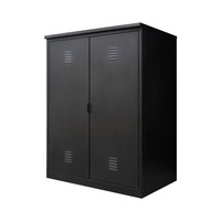 Ensemble de meubles de chambre à coucher en métal moderne avec armoire à double porte, armoire de rangement pour vêtements et table de chevet