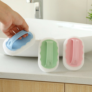 Cleaning Brush With <b>Handle</b> <b>Sponge</b> Multi Functional For Bathroom Kitchen Tile Glass Dishwashing Pot Washing - Product Image 2