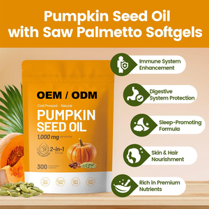 OEM Масло тыквенных семян холодного отжима с экстрактом пальметто, 300 капсул, для мужского здоровья простаты и улучшения состояния волос - Product Image 5