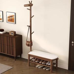 Banc à chaussures et porte-manteau intégrés en forme de cerf en bois massif pour entrée, avec rangement pour chaussures, pour usage domestique. - Product Image 5