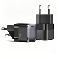 Kit Pengisi Daya Cepat 20W PD, Pengisi Daya Dinding Tipe C GaN dengan Colokan Multi US UK EU, Kabel Pengisian Daya USB-C Portabel untuk Ponsel Tablet