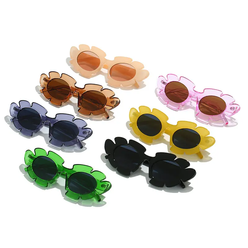 2022 Cat Eye Sunglasses Trendy Brand Fashion Sunflower Glasses Flower Sunglasses Women Logo Custom