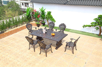 Mobilier de jardin extérieur bon marché Ensemble chaise et table en aluminium pour patio Table à manger en métal avec bière et chaise pour hôtel restaurant