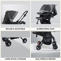 Vente en gros Cadre en acier inoxydable Poussette de bébé Chariot de poussette facile à plier Portable Double direction Chariot léger