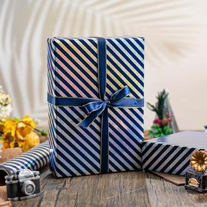 Holographic Stripe Blue Wrapping Paper Elegant Gift Wrap for <b>Present</b> Packaging Birthday, Valentines Mothers day <b>Graduation</b> - Product Image 2