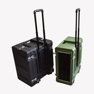 Rotomold Portable 19 Inch Hard Waterproof Plastic Trolley Shockproof Frame Shock Rack Mount Case 4U