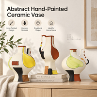Vase à fleurs en céramique peint à la main Jossin, style abstrait, décoration nordique pour la maison, centre de table moderne, vase artistique pour le salon