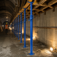 Plaque supérieure réglable en acier haute résistance peinte en bleu avec tube interne coulissant pour étais de coffrage de dalle en béton et d'escalier