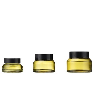 Yellow Glass <b>Bottles</b> With Spray Dropper <b>Pump</b> For Skincare Packaging 10ml 30ml 50ml 100ml Cylinder Shape Clear Surface - Product Image 5