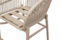 Chaise de bistrot moderne pour hôtel, villa, resort, terrasse, patio, restaurant extérieur, bord de mer, avec cadre en aluminium et tabouret de bar en corde tressée avec coussin