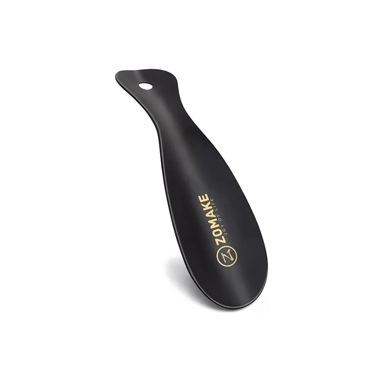 S & J Luxury Custom Black Extra Long Handle Metal Shoe Horn forniture alberghiere promozione Logo personalizzato calzascarpe per Unisex