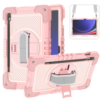Étui de tablette robuste antichoc pour Samsung Galaxy Tab S9 avec béquille rotative à 360° et bandoulière pour une protection complète