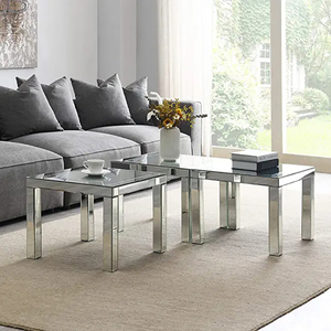 Bàn Cà Phê Tráng Gương Mặt Cuối Bàn Màu Vàng Có Điểm Nhấn Màu Bạc Bàn Phòng Ngủ Mini Từ Đồ Nội Thất Vxin Cho Phòng Khách - Product Image 1