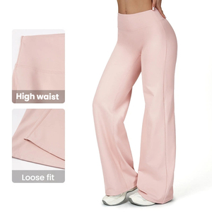 5502 femmes décontracté jambe large <span class=keywords><strong>taille</strong></span> haute pantalon <span class=keywords><strong>doublé</strong></span> <span class=keywords><strong>polaire</strong></span> chaud solide Sports de plein air course Leggings - Product Image 2