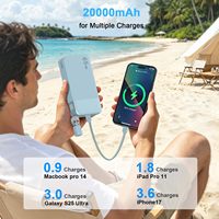 NOBIS 65W 65 Watt Pd Chargeur rapide pour ordinateur portable et téléphone 20000mAh Haute capacité Chargeur portable fin pour voyage avec câble Type-C