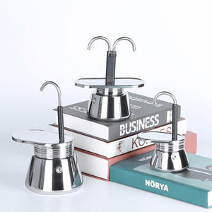 Cafetière Moka en acier inoxydable à double bec pour la maison, le camping en plein air, 2 tasses, 100 ml, fabrication italienne, Greca Cafe - Product Image 5