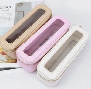 Wholesale New arrival TPU cosmetic case transparent leather travel clear makeup bag mini eye brush pencil cosmetic bag