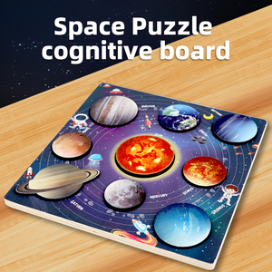 Puzzle del Sistema Solare in Legno, Gioco Educativo Montessori con 8 Pianeti, Gioco di Abbinamento Astronomico per Bambini - Product Image 3