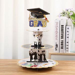 3-Tier Disposable <b>Cardboard</b> <b>Cake</b> <b>Stand</b> Paper <b>Cake</b> Rack for Wedding Party & Graduation Season Decorations - Product Image 2