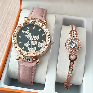 Hot Sale Ladies' Fashion Quartz Wrist <b>Bracelet</b> <b>Watch</b> Set Stainless Steel Band with Square Diamond Business Gift - Product Image 2