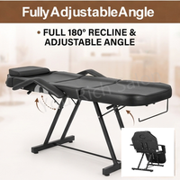 Table de massage hydraulique réglable en aluminium avec appui-tête intégré, chaise de salon portable, tabouret inclinable à 180° avec repose-jambes haute densité