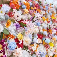 Mur de fleurs artificielles 5D colorées faites à la main en soie, fond printanier, roses jaunes, roses, verdure, pour mariage, remise de diplôme, Noël