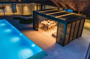 Casa estiva impermeabile da giardino in alluminio a LED di lusso moderno con finitura in alluminio brillante per uso esterno - Product Image 2