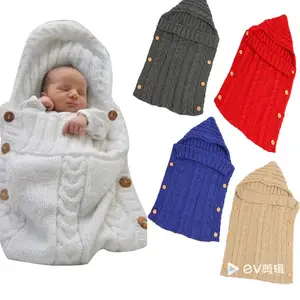 Warm Baby Button Envelop Knitted Sack Sleeping And Stroller Bag Newborn