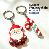 Porte-clés en PVC souple sur le thème de Noël personnalisés avec des motifs de Père Noël, d'arbre, de cloche et de chaussette, anneaux de clés en métal, clochettes pour les promotions de Noël, cadeaux