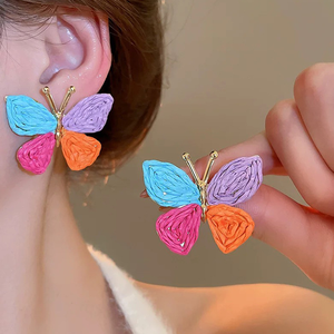 Tachuelas de Rafia |   Pendientes de Acero Inoxidable con Baño de PVD de 18K, Tejidos a Mano, para Mujer |   Impermeable, Hipoalergénico y Resistente al Deslustre - Product Image 3