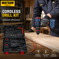 Kit de perceuse électrique sans fil en gros avec batterie au lithium, embouts, douilles, tige flexible et mallette à outils