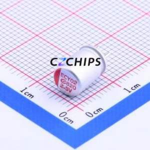 ตัวเก็บประจุแบบแข็ง 2R5AREC821M0609 แบบ Through hole (THT), ขนาด D6.3xL8 มม. 820uF 20% 2.5V 5A100kHz - Product Image 1