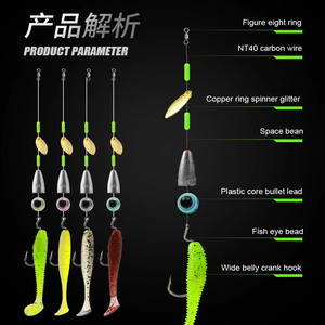 LUSHAZER Kit da Pesca Texas Rig con Piombo a Proiettile Girella Perlina e Terminale per Trota Persico Crappie e Pesce Persico - Product Image 3