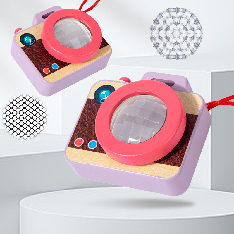 Children Cartoon Kaleidoscope Resembling Real Camera Wooden Game for Boys and Girls Educational Toy for Intelligence Development