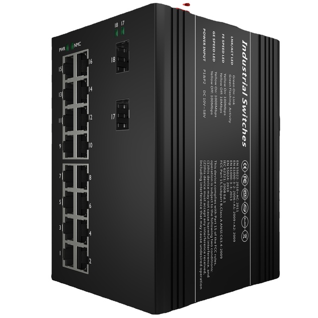 Todahika Industrial Switch CE FCC RoHS Din-Rail 2x Gigabit SFP 16x 10/100/1000Base-T 2x 16x 10/100/1000Base-T Enterprise Switch