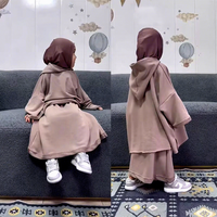 Ensemble Abaya pour Enfants Musulmans Habib, Nouveau Design, 2 Pièces, Haut à Capuche & Jupe, Vente en Gros, Vêtements Islamiques Modestes pour Enfants