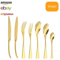 Ensemble de couverts en acier inoxydable de qualité supérieure avec finition dorée pour les événements, les banquets, les mariages et les projets d'hôtellerie