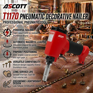Engrapadora Neumática Decorativa ASCOTT T1170 para Fabricación <span class=keywords><strong>de</strong></span> Muebles con Bandeja para Clavos, Pistola <span class=keywords><strong>de</strong></span> Tapicería y Clavos, y Pistola Neumática para Piones - Product Image 3